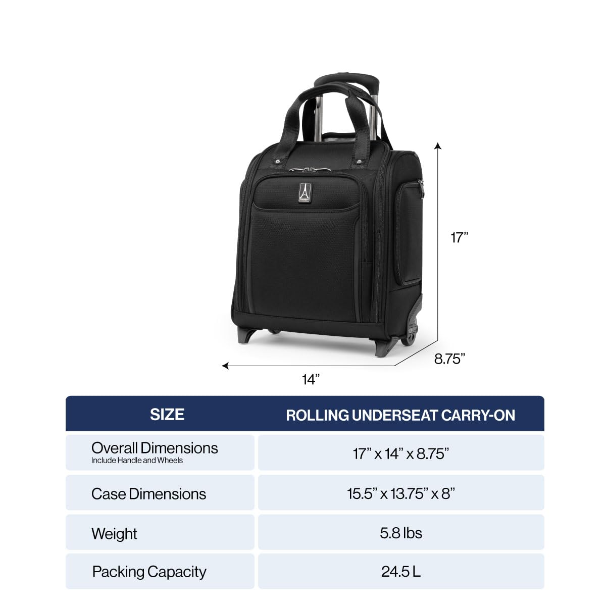 Softside Carry-On Underseat Bag, Black, 17-Inch Y12058