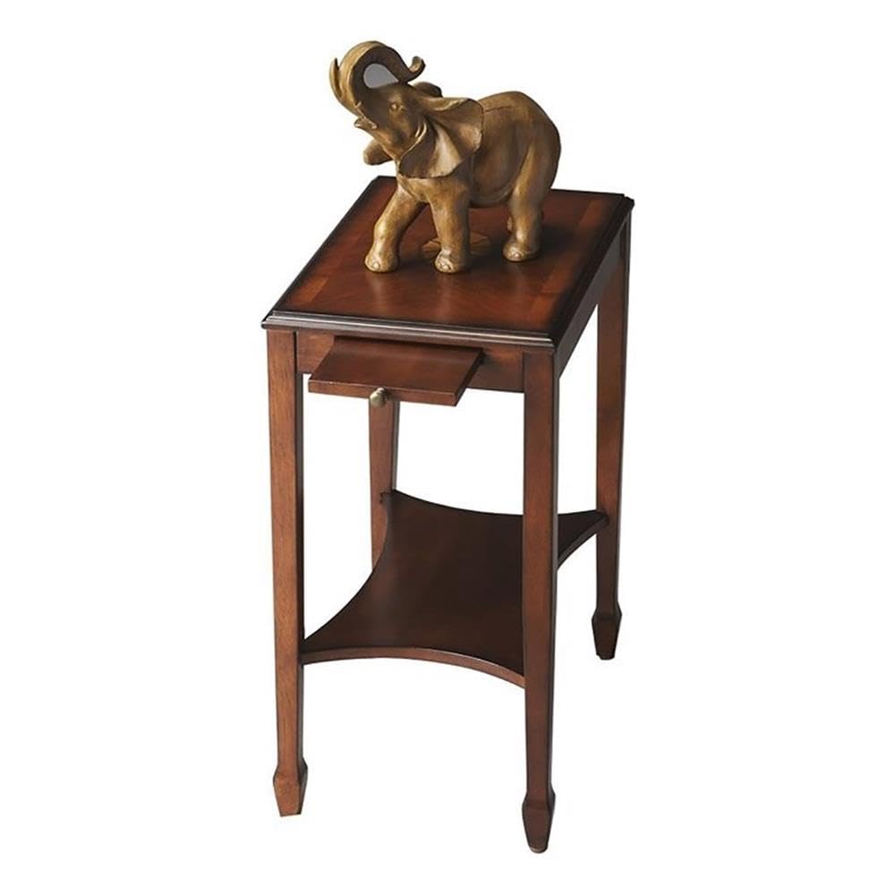 Traditional Rectangular Wood Side Table with Pull-Out Tray U57361