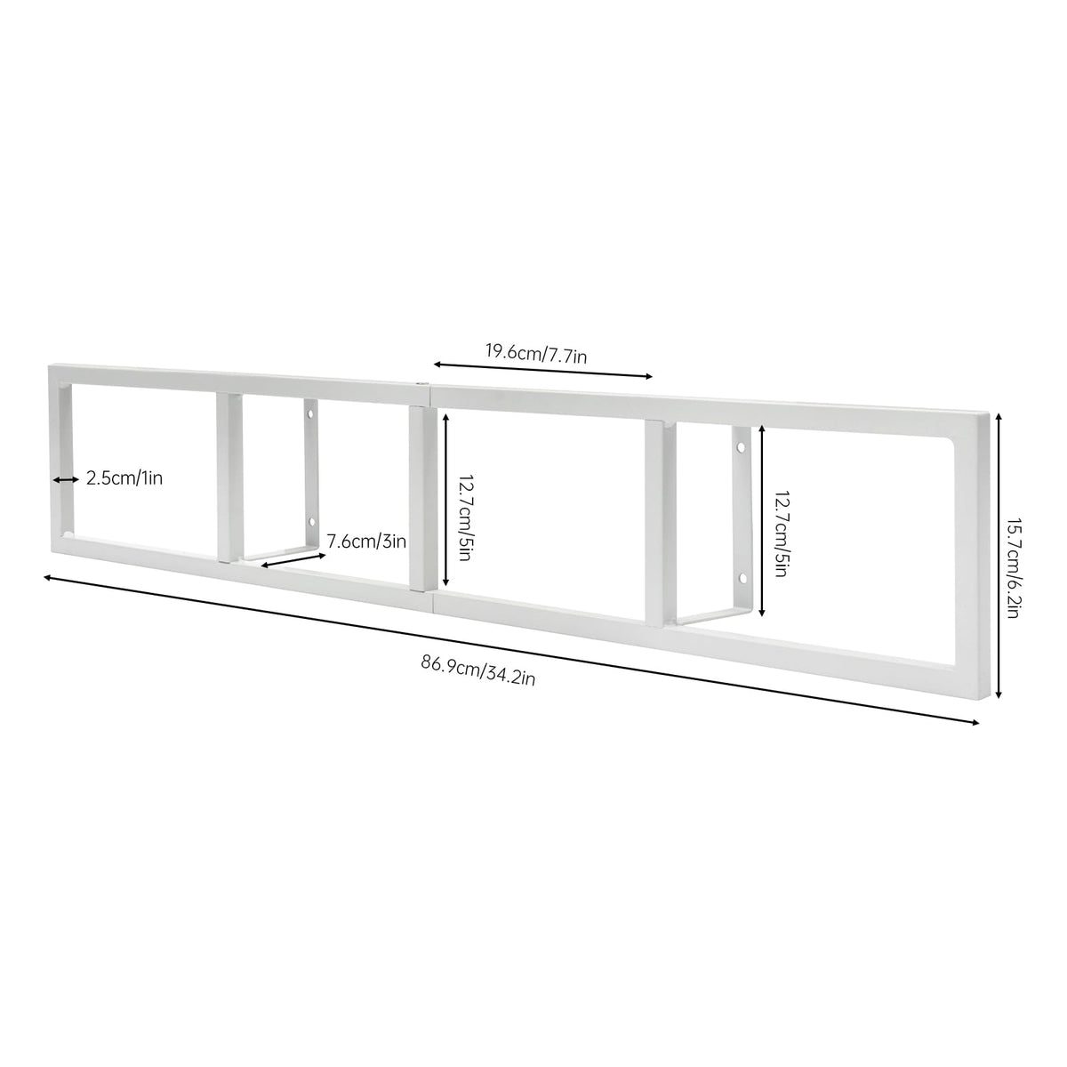 34 Inch Wall Mount Media Storage Rack, 3 pcs CD DVD Organizer Metal Shelf, White H4868