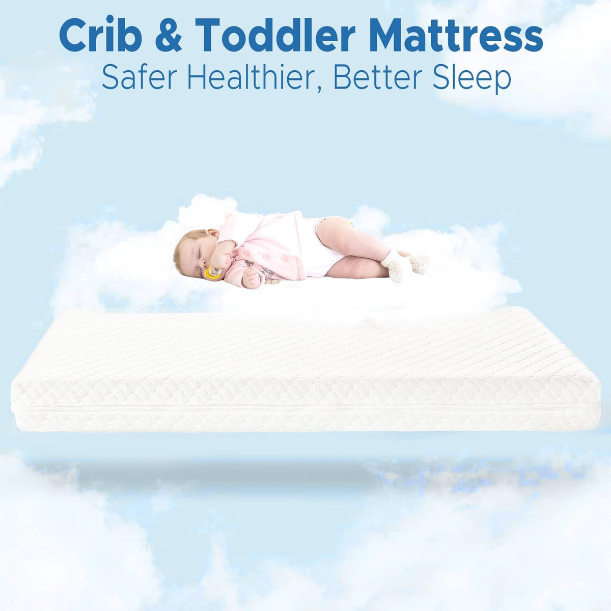 Crib Mattress, Dual Sided Memory Foam Toddler Bed Mattress D190