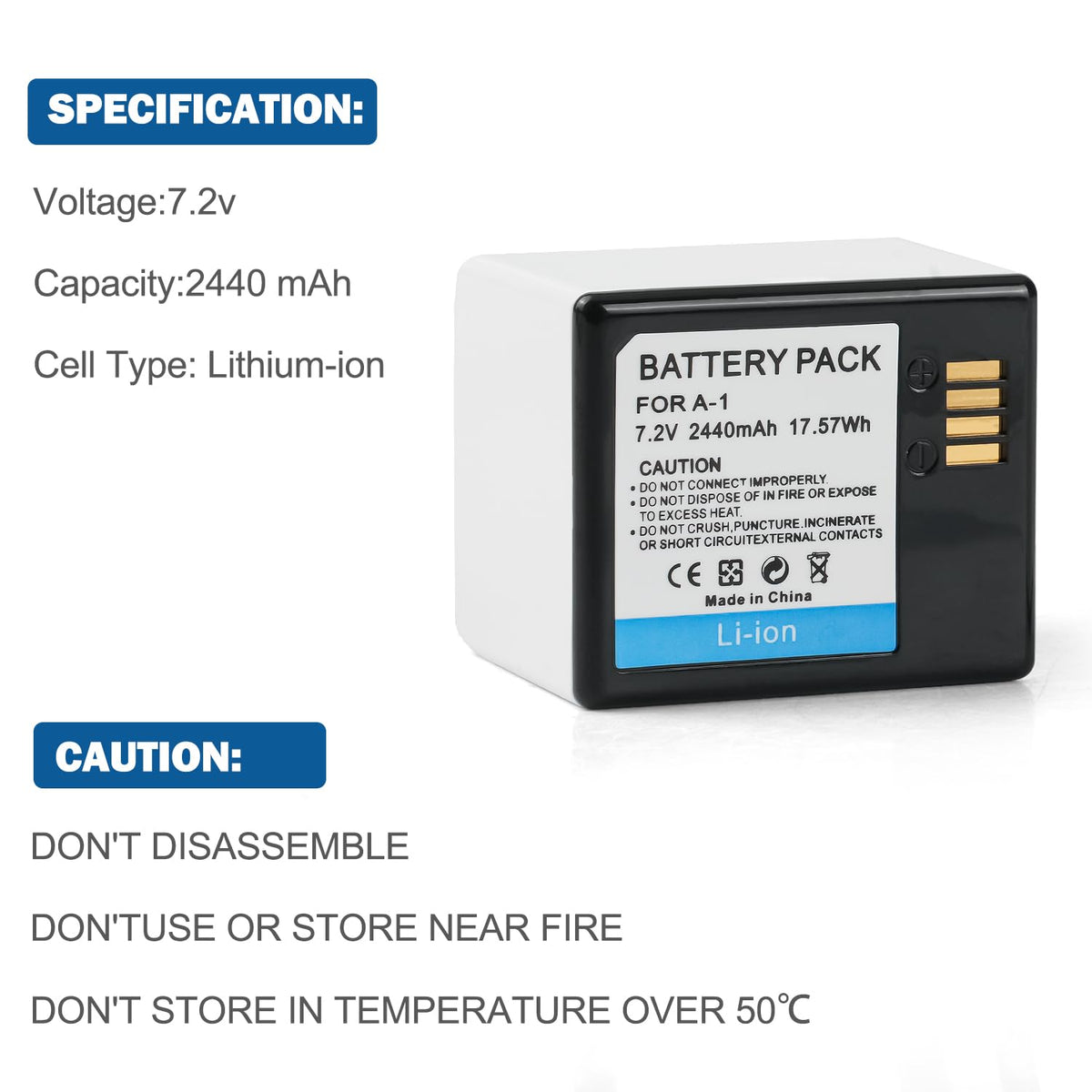 Rechargeable Battery 2Pack 2440mAh K3232