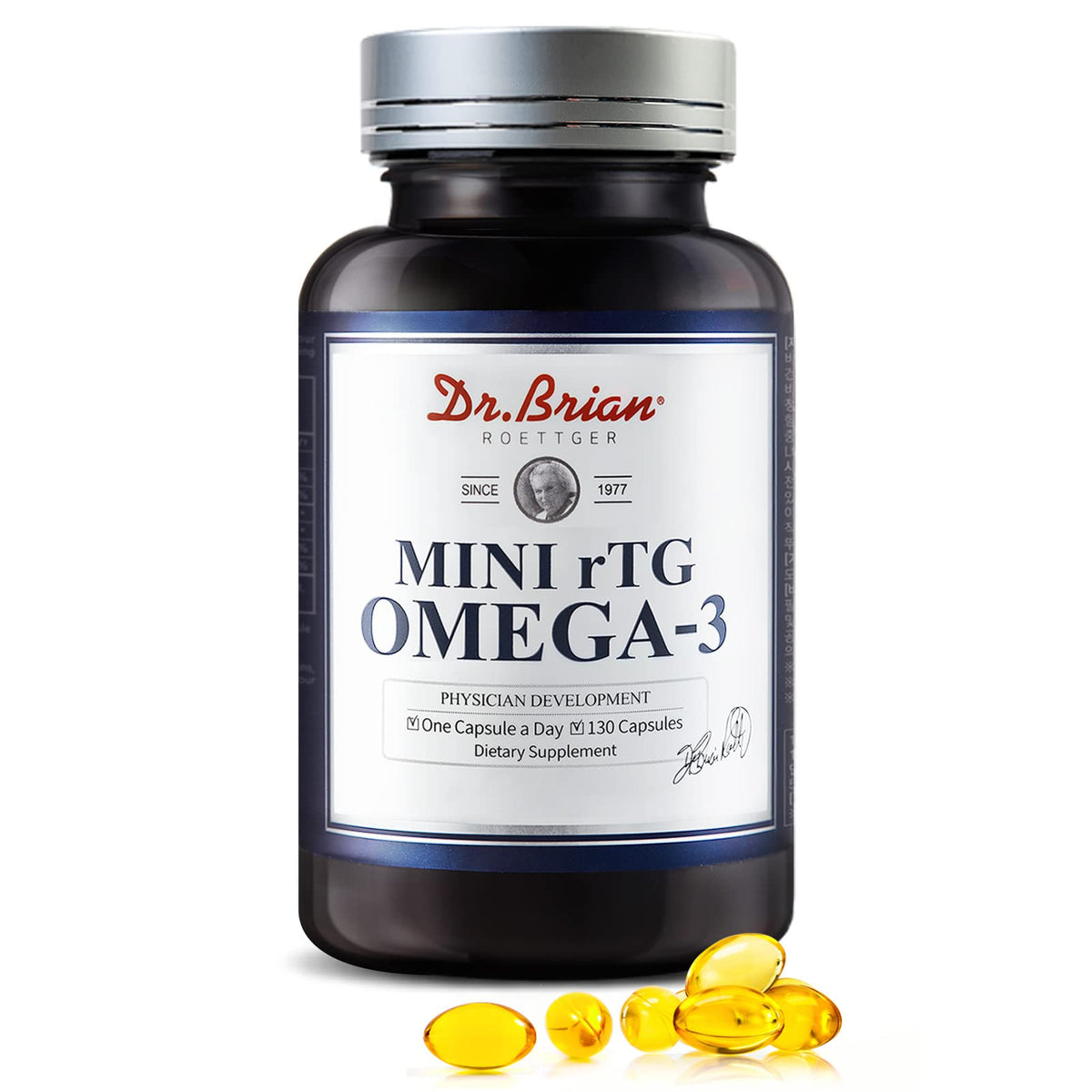 130 Softgel rTG Omega 3 Fish Oil Capsule with EPA/DHA Vitamin D E B1402