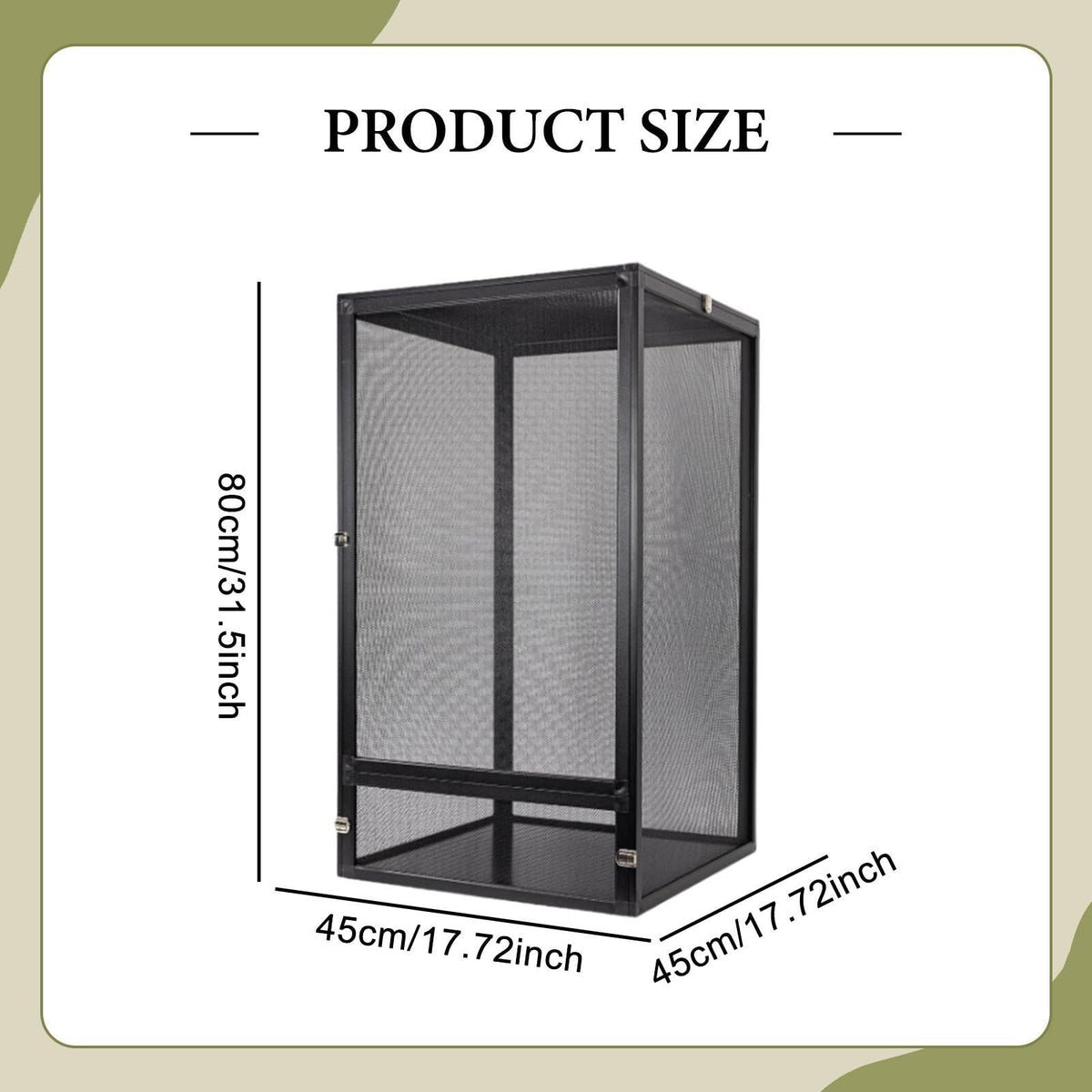 Aluminum Reptile Terrarium with Screen 45x45x80cm H540453