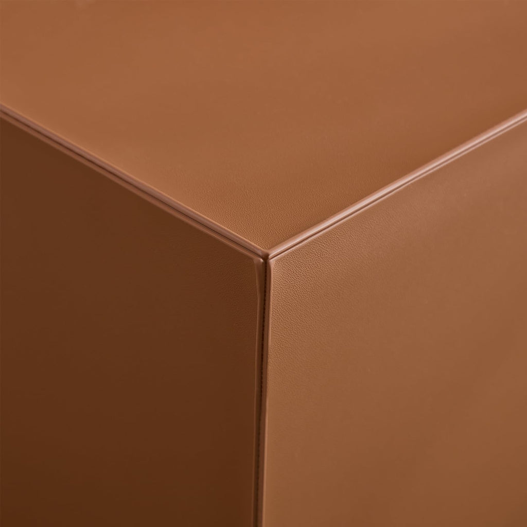 Brown Rolling Leather Coffee Table Set of 2 E140