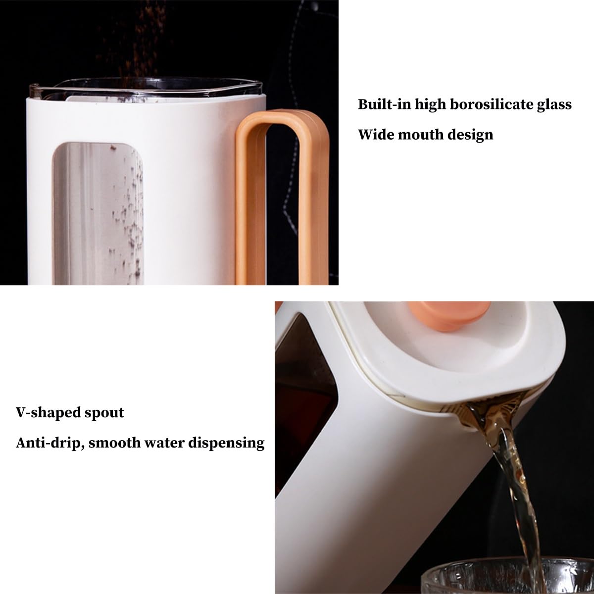 French Press Coffee Maker with Plastic Handle, Double Wall Insulation & Stainless Steel Filter U695664