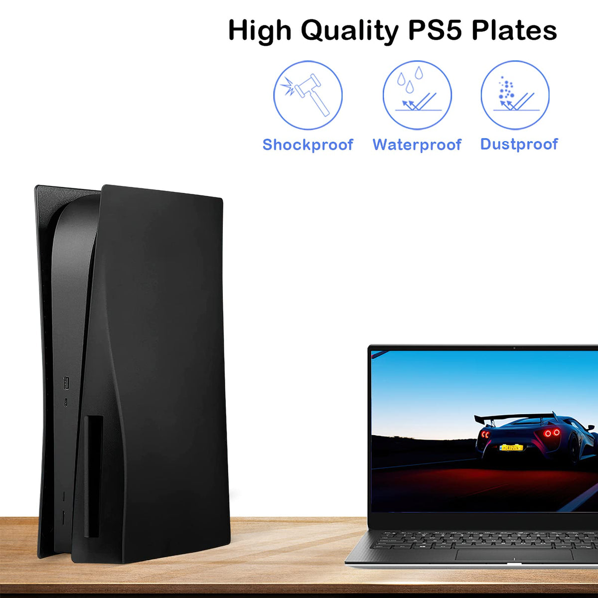 Black Face Plate Cover Shell for PS5 Disc Edition Console E822514