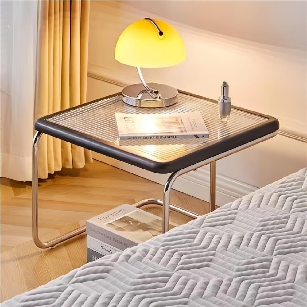 Set of 2 Square Nesting Coffee Tables Rattan Tempered Glass Brown A1616