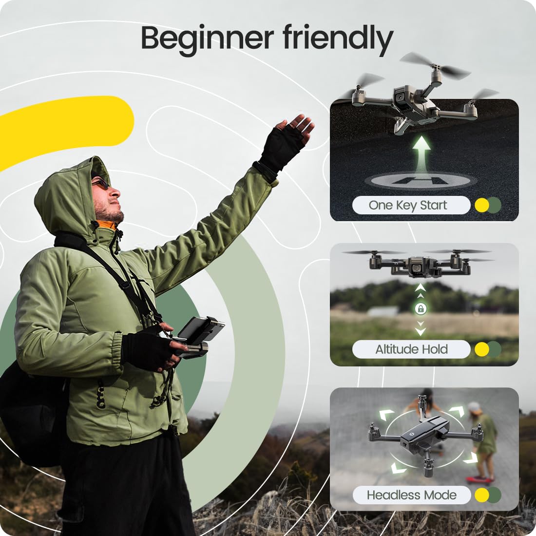 Foldable FPV Drone with 1080P WiFi Camera and Carrying Case J858