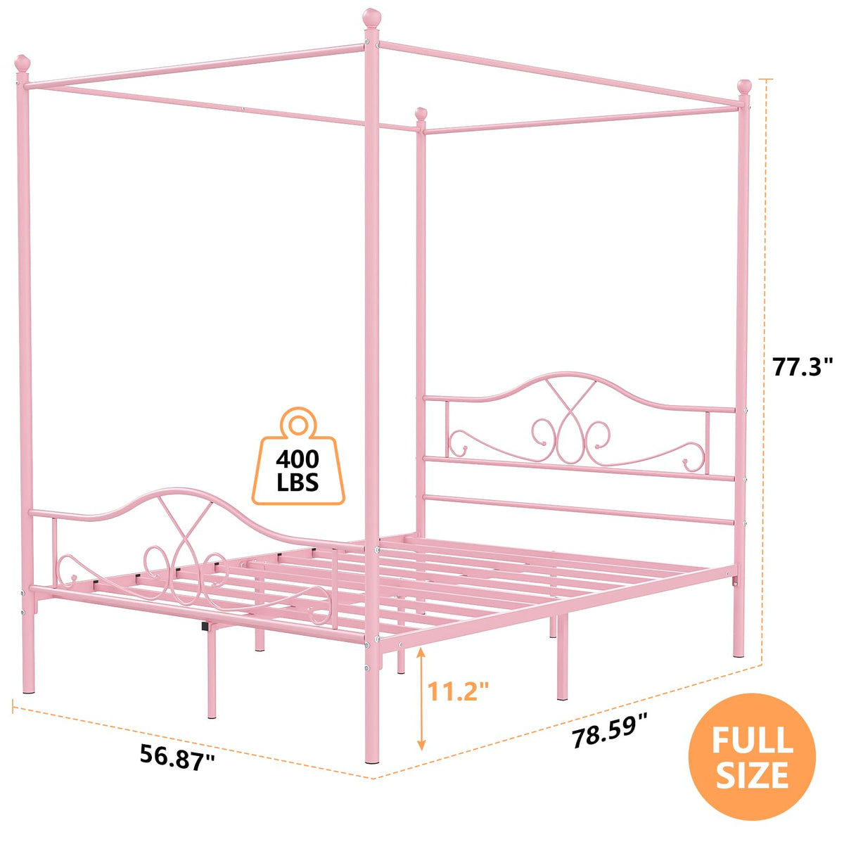 Full Size Canopy Bed Frame with 4 Posters T27681