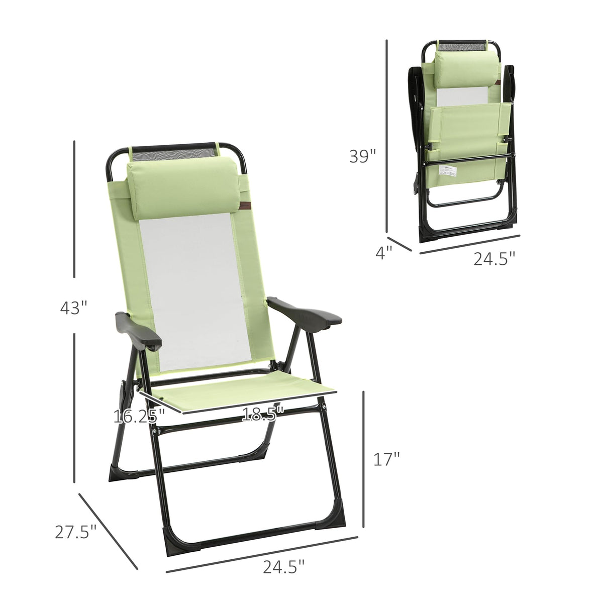 Folding Patio Dining Chairs Set of 2 Green E299055