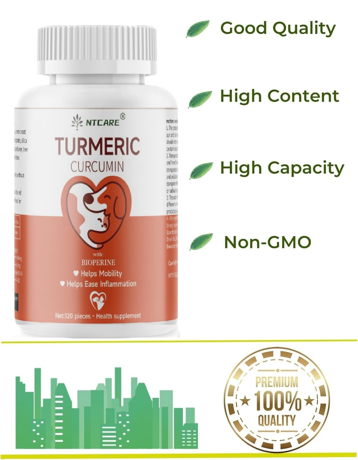 120 Chewable Tablets Turmeric Curcumin Dog Joint Support I9153