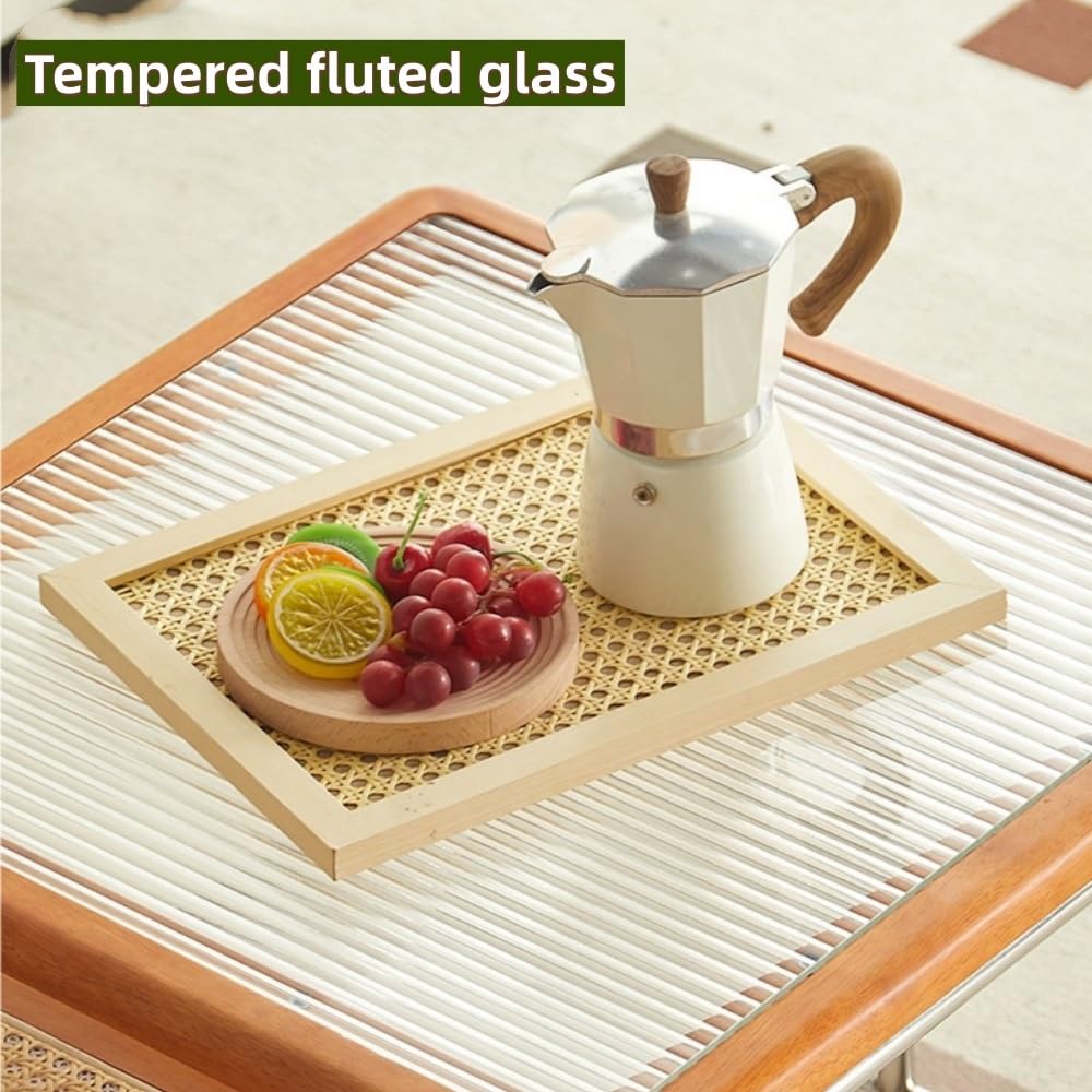 Set of 2 Square Nesting Coffee Tables Rattan Tempered Glass Brown A1616