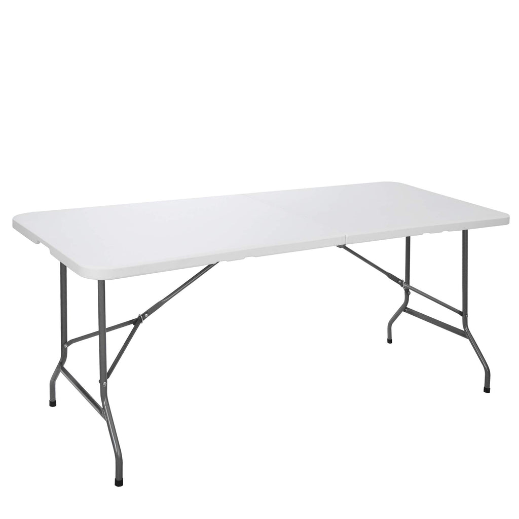 White 6Ft Heavy Duty Folding Picnic Table J723
