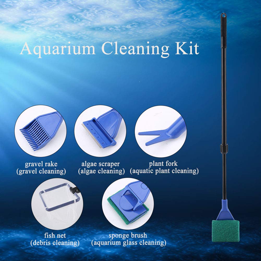 5 in 1 Retractable Aquarium Cleaning Kit with Extendable Handle C465545
