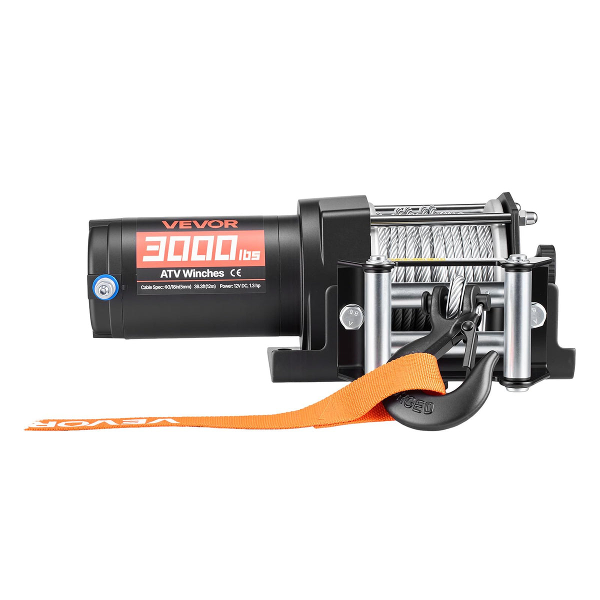 12V DC Electric Winch with Steel Wire Rope and Wired Remote Control I194506