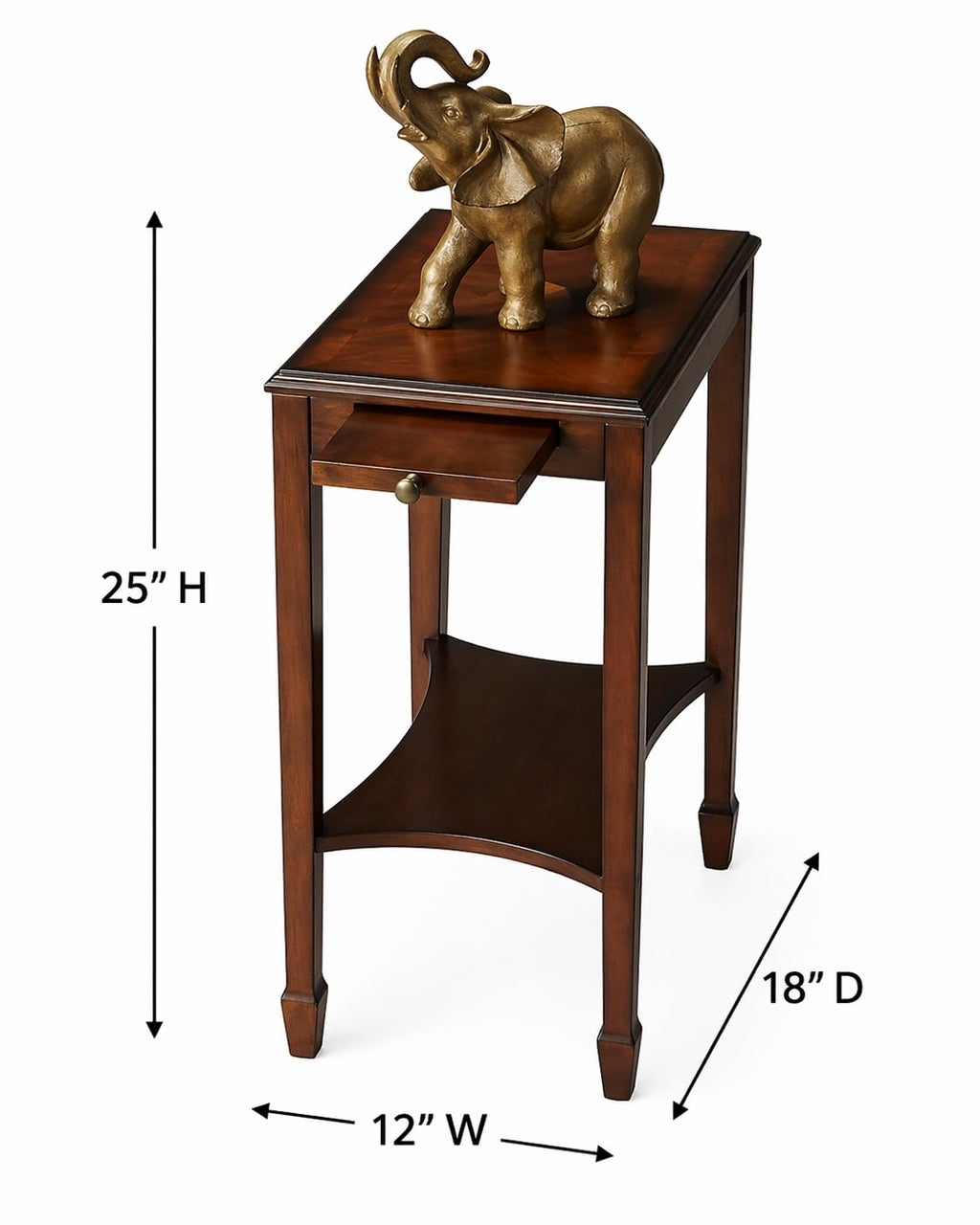Traditional Rectangular Wood Side Table with Pull-Out Tray U57361