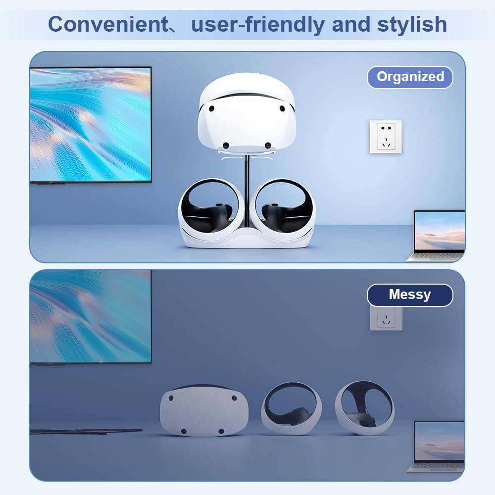 Charging Station with 7 RGB Light, Headset Display Stand, Dual Controllers Charger Dock F89257