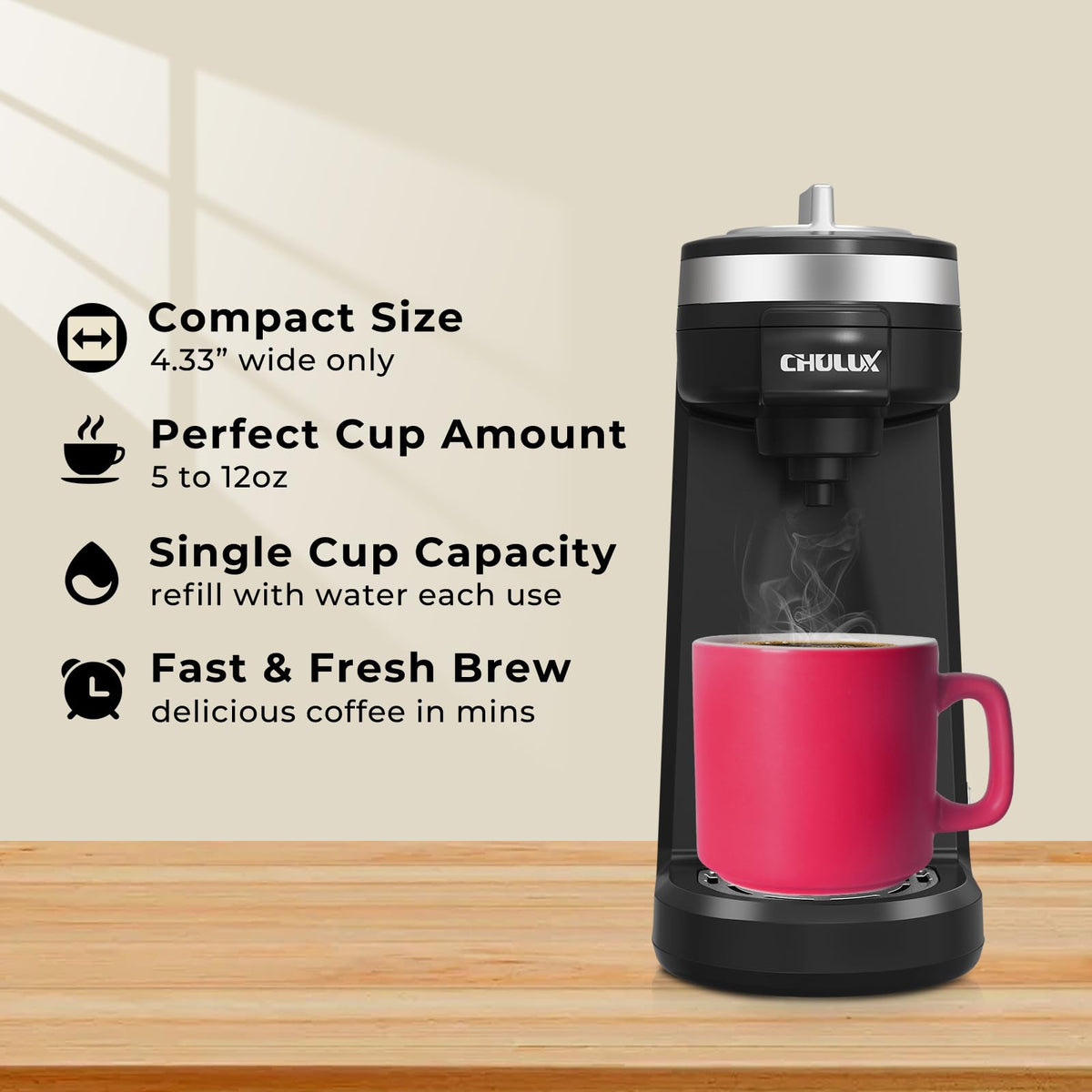 Black Mini Single Serve Coffee Maker J252118