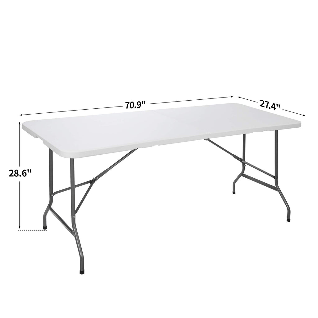 White 6Ft Heavy Duty Folding Picnic Table J723