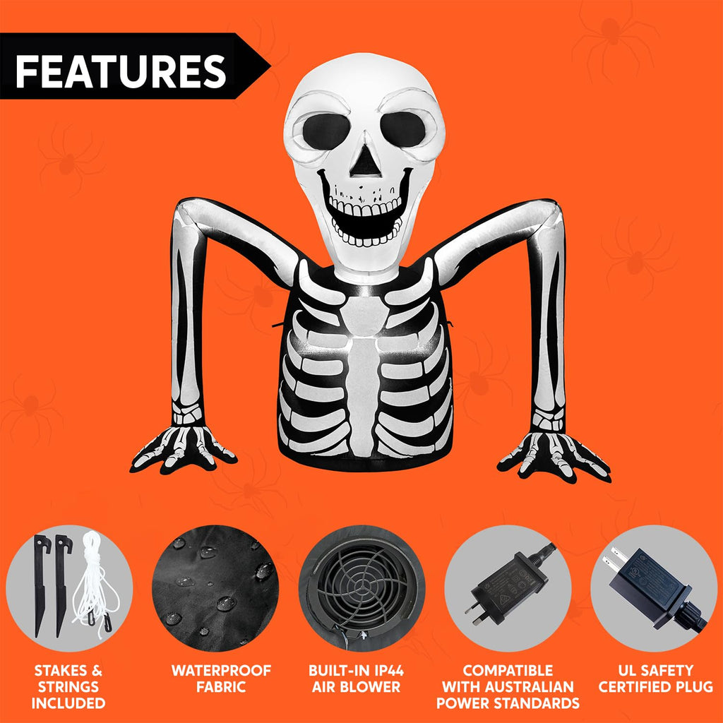 5.5 FT Long Inflatable Skeleton Outdoor Decoration with LEDs S734