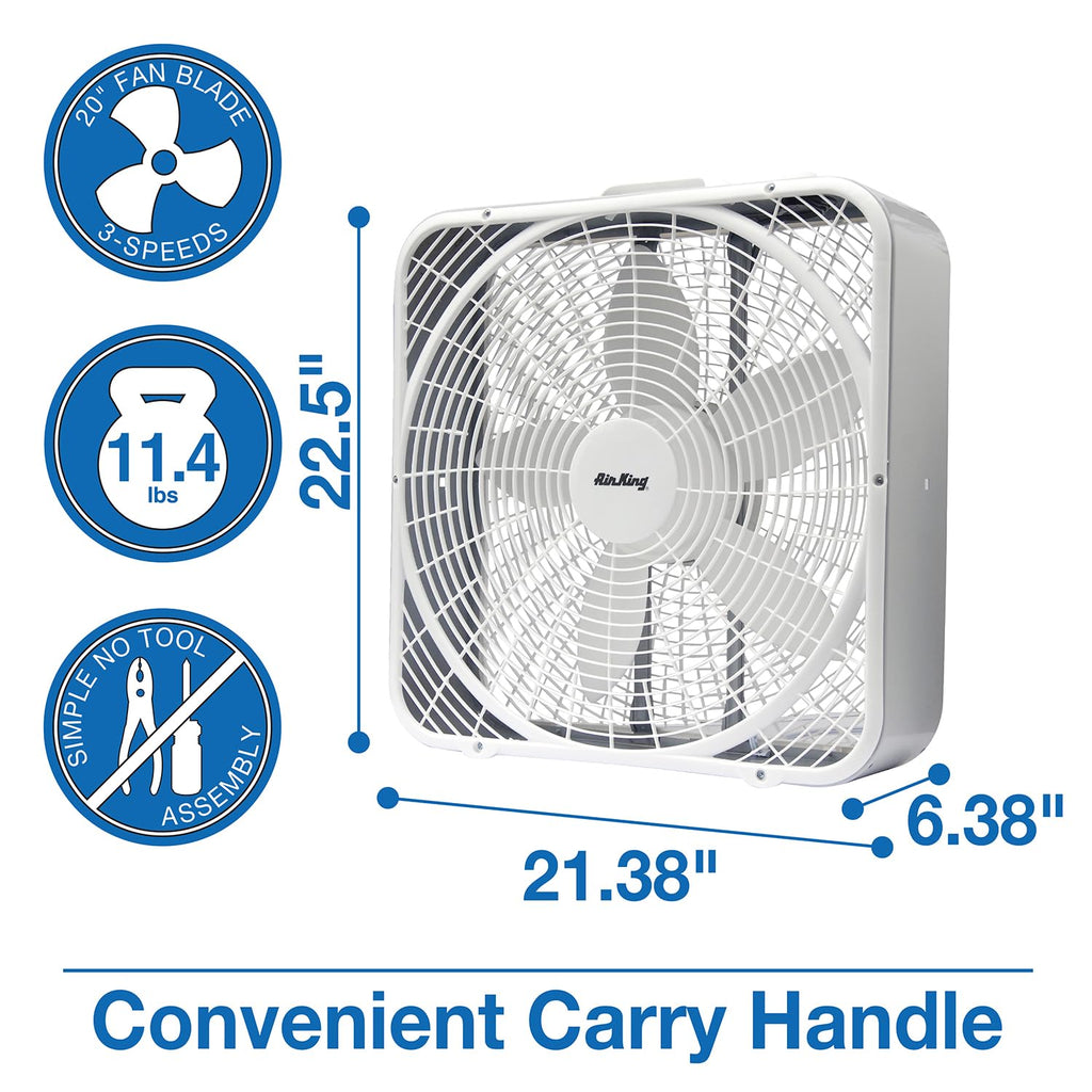 20-Inch 3-Speed Box Fan, White B24804