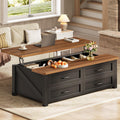 47.2" Lift Top Coffee Table with Storage, 4 Wood Drawers M3600