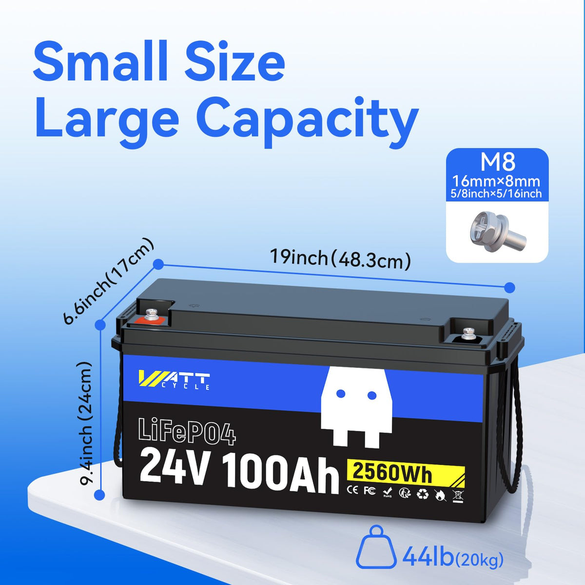 24V 100Ah LiFePO4 Battery D328467