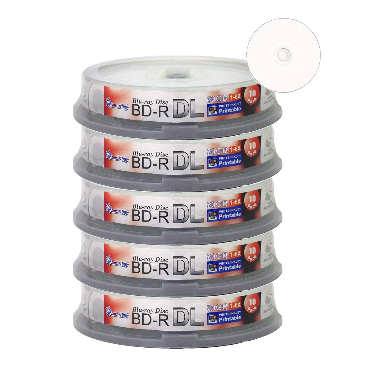 50-disc 50gb 6X Bd-r Dl White Inkjet Hub Printable Blank Disc Z94666