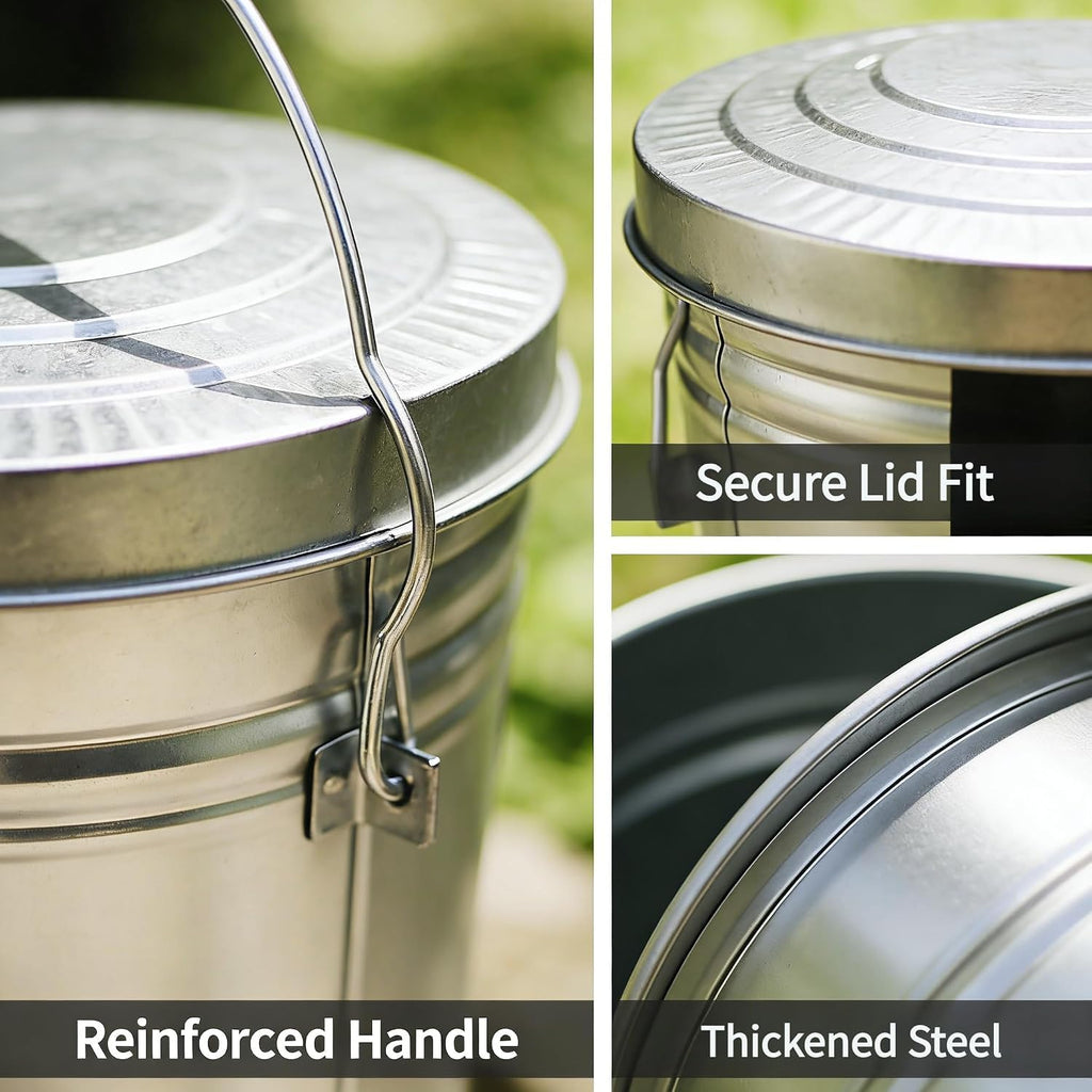 Galvanized Trash Can with Lid O3495