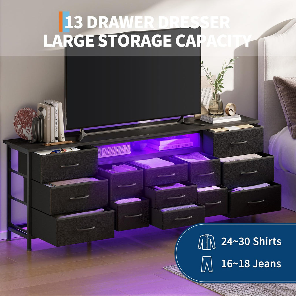 70 Inch Dresser TV Stand with Drawers and Outlet M383569