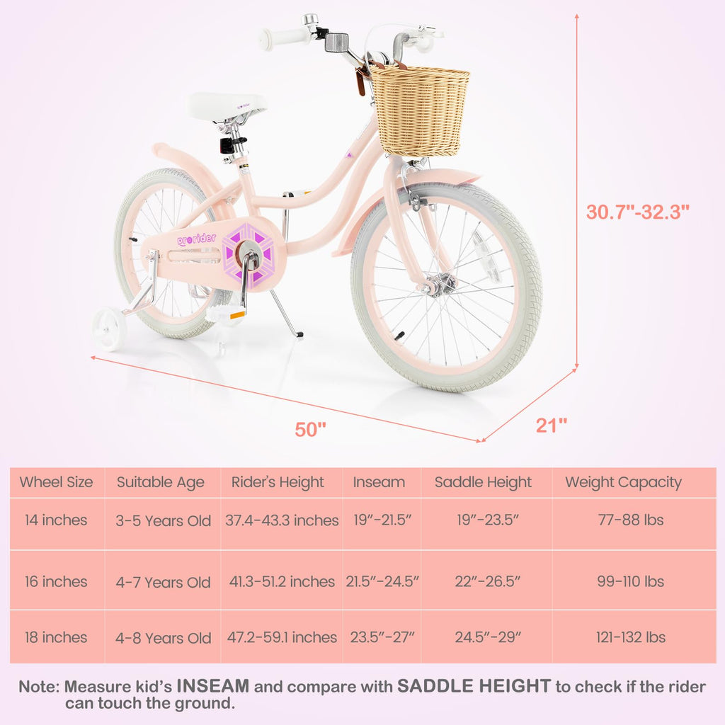 14 16 18 Inch Kids Bike with Training Wheels Q747840