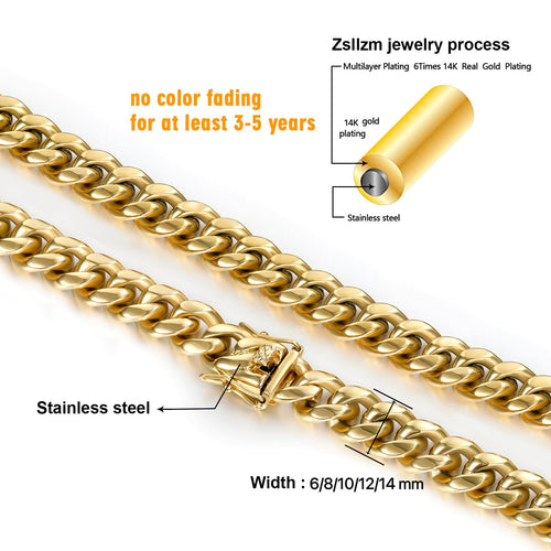 14k Gold Plated Cuban Link Chain Necklace G62395