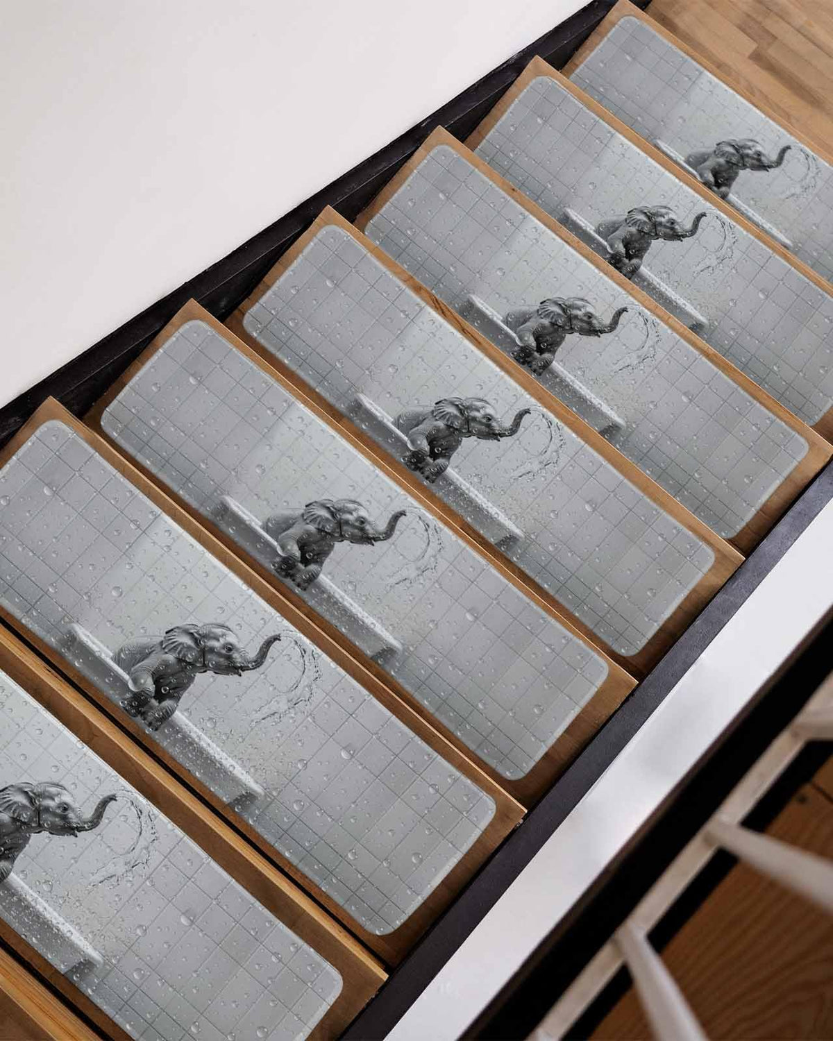 Grey Peel and Stick Stair Treads 8''x30'' 10PCS B512865