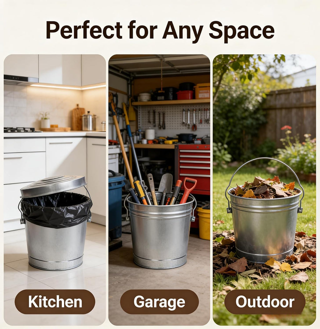 Galvanized Trash Can with Lid O3495