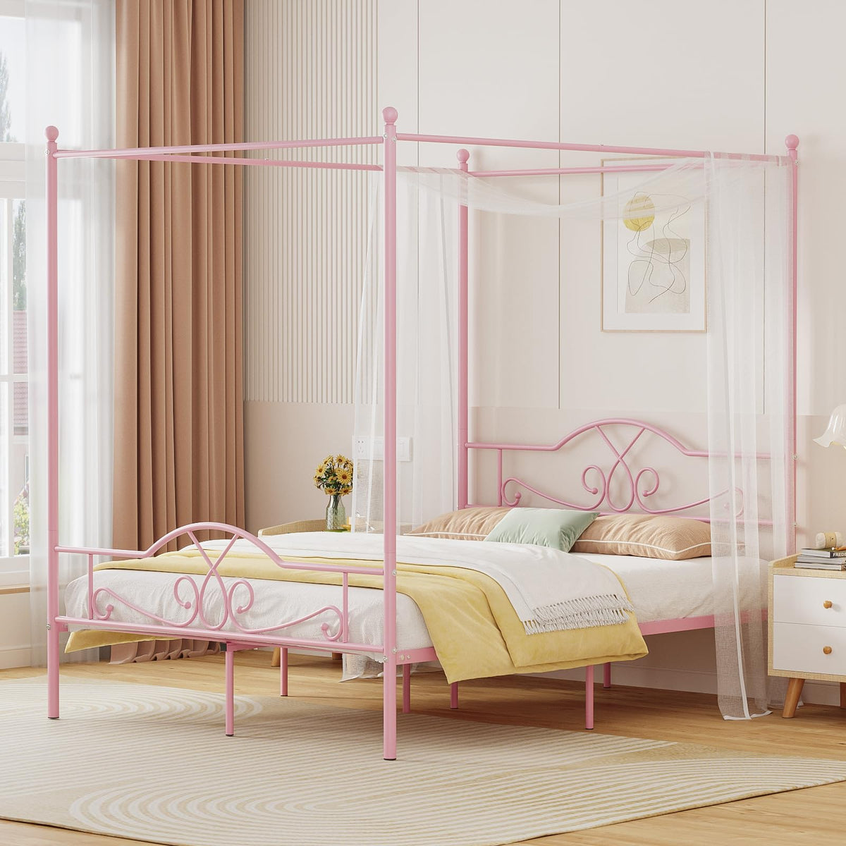 Full Size Canopy Bed Frame with 4 Posters T27681