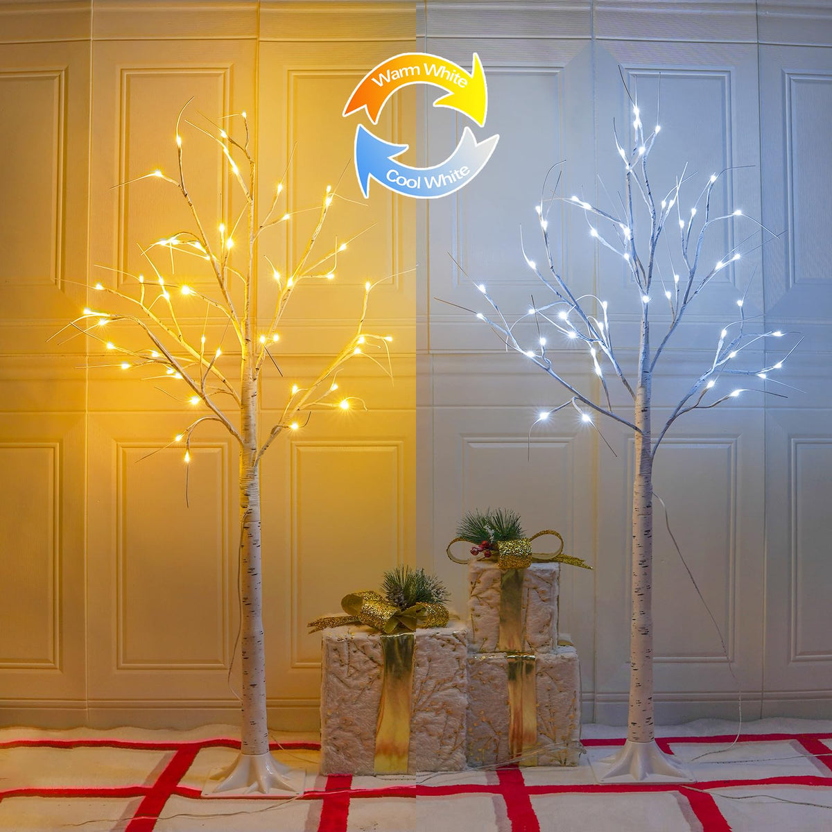 2-Pack 4FT Lighted Birch Tree B750322