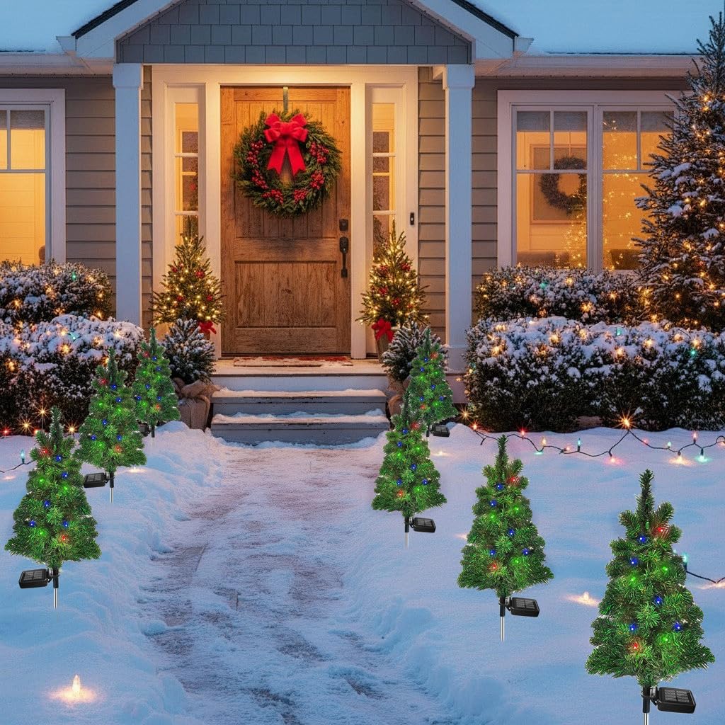 Solar Christmas Tree Garden Stake Lights Outdoor Waterproof V2528