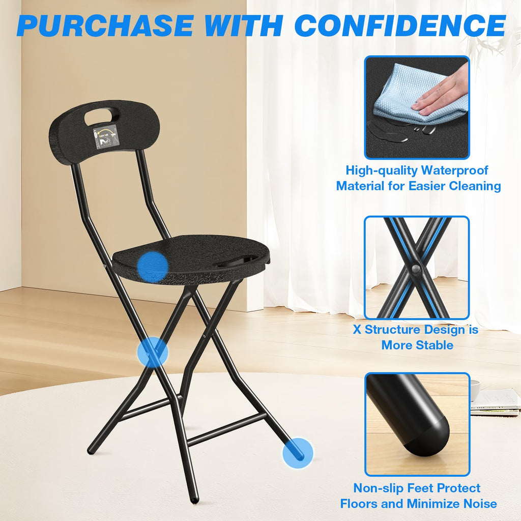 Folding Stool with Back, 18 inch Set of 1 X9061
