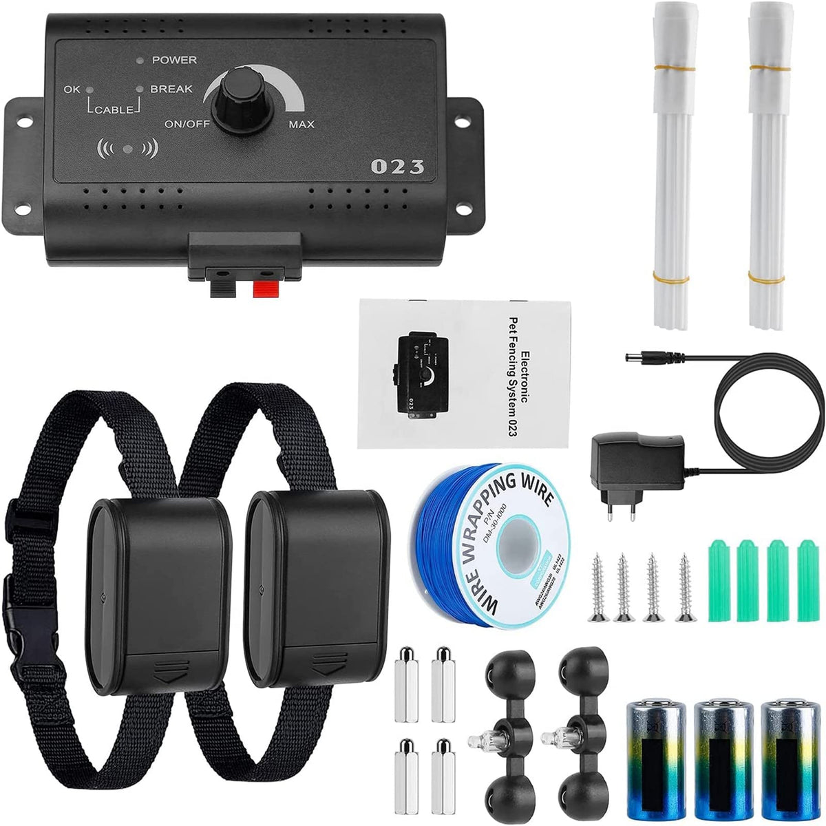 Electric Dog Fence System with 2 Collars V7584