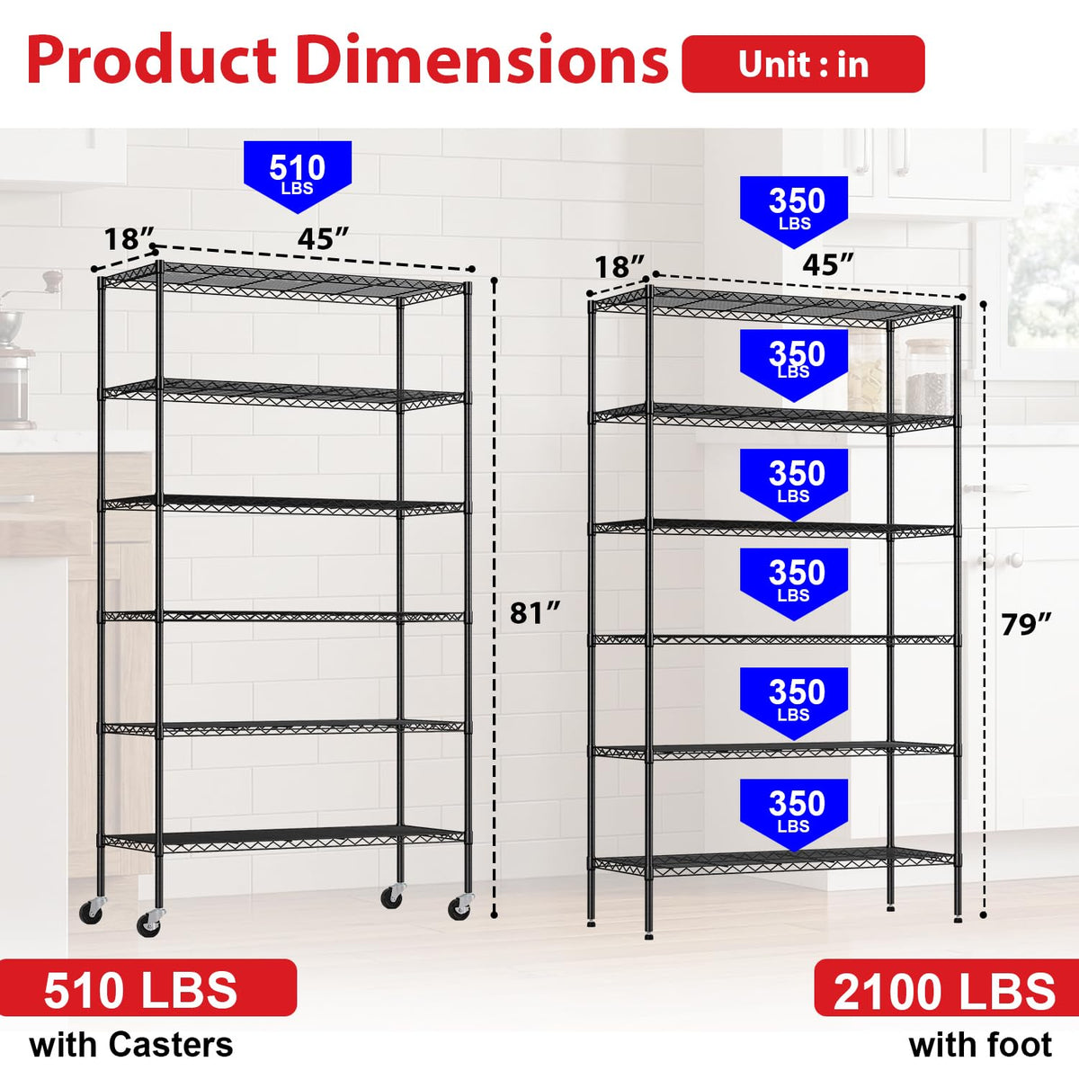 6-Tier Wire Shelf with Wheels T9917