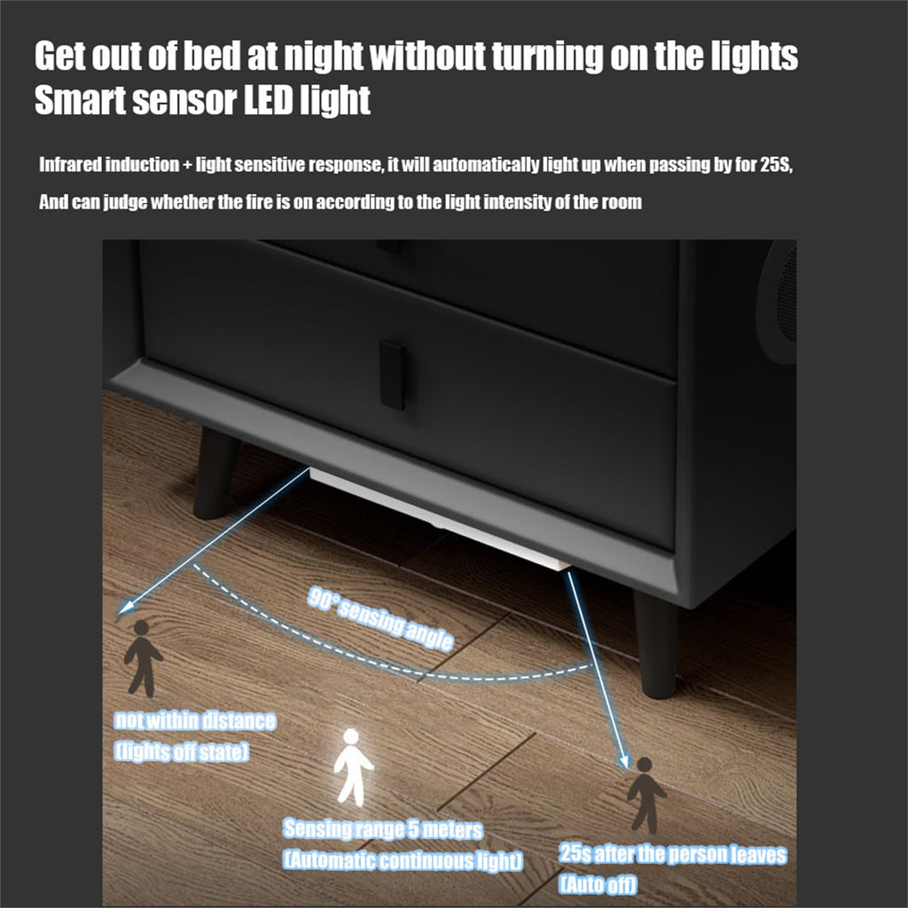 Gray Nightstand with Fingerprint Lock and Wireless Charging N345058