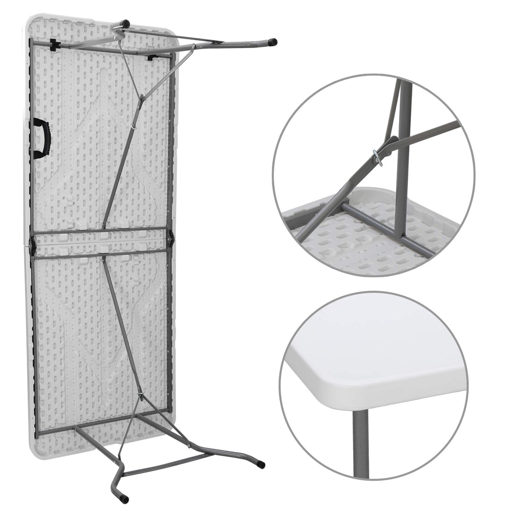 White 6Ft Heavy Duty Folding Picnic Table J723