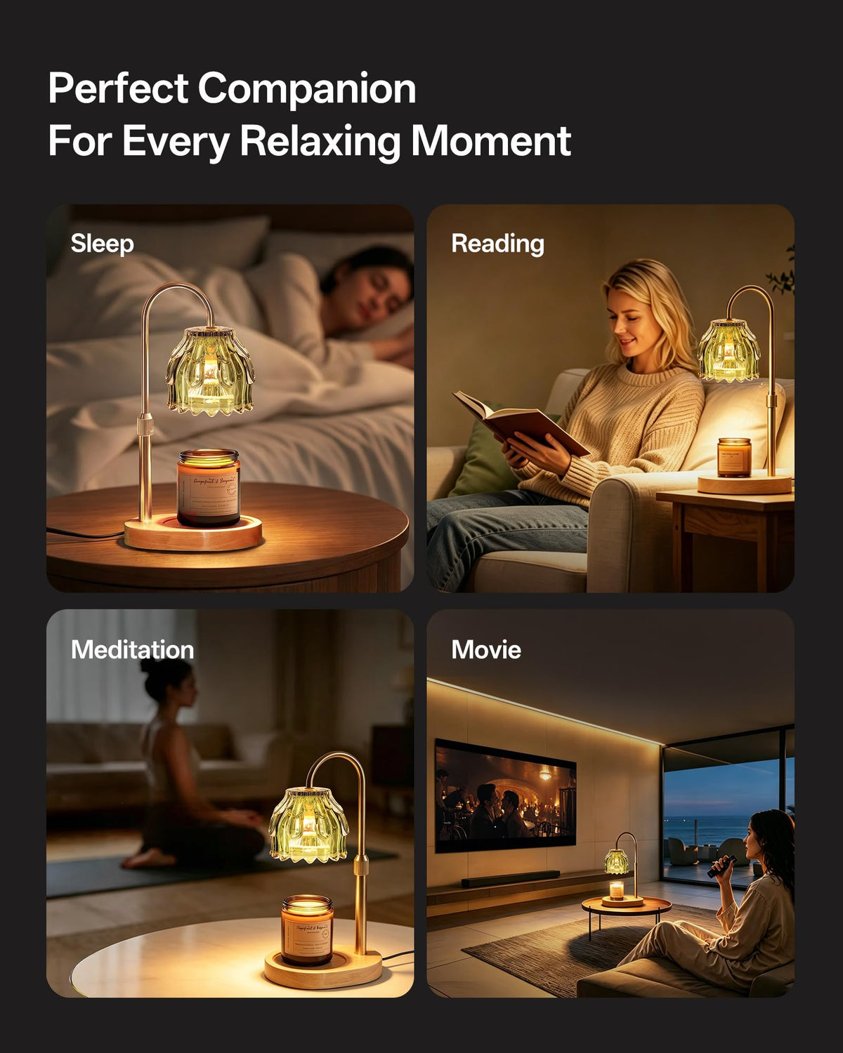Adjustable Height Green Candle Warmer Lamp P598