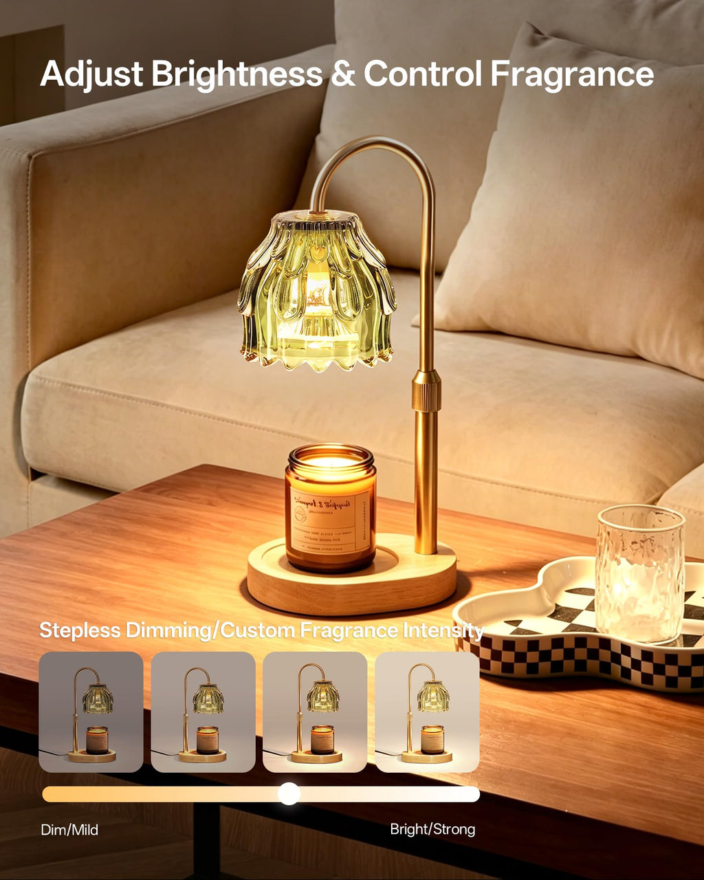 Adjustable Height Green Candle Warmer Lamp P598