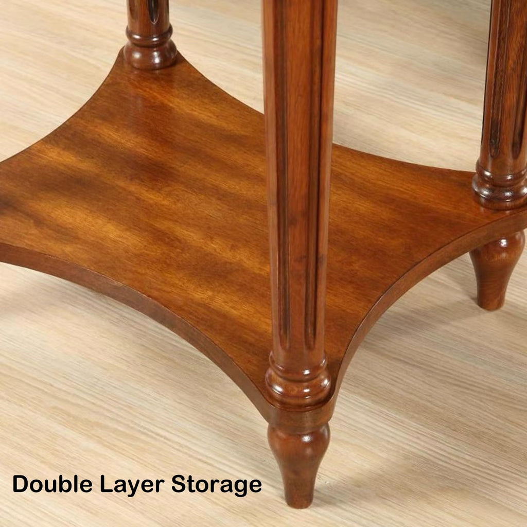 Oval Cherry Finish Wood End Table with Storage Shelf O606