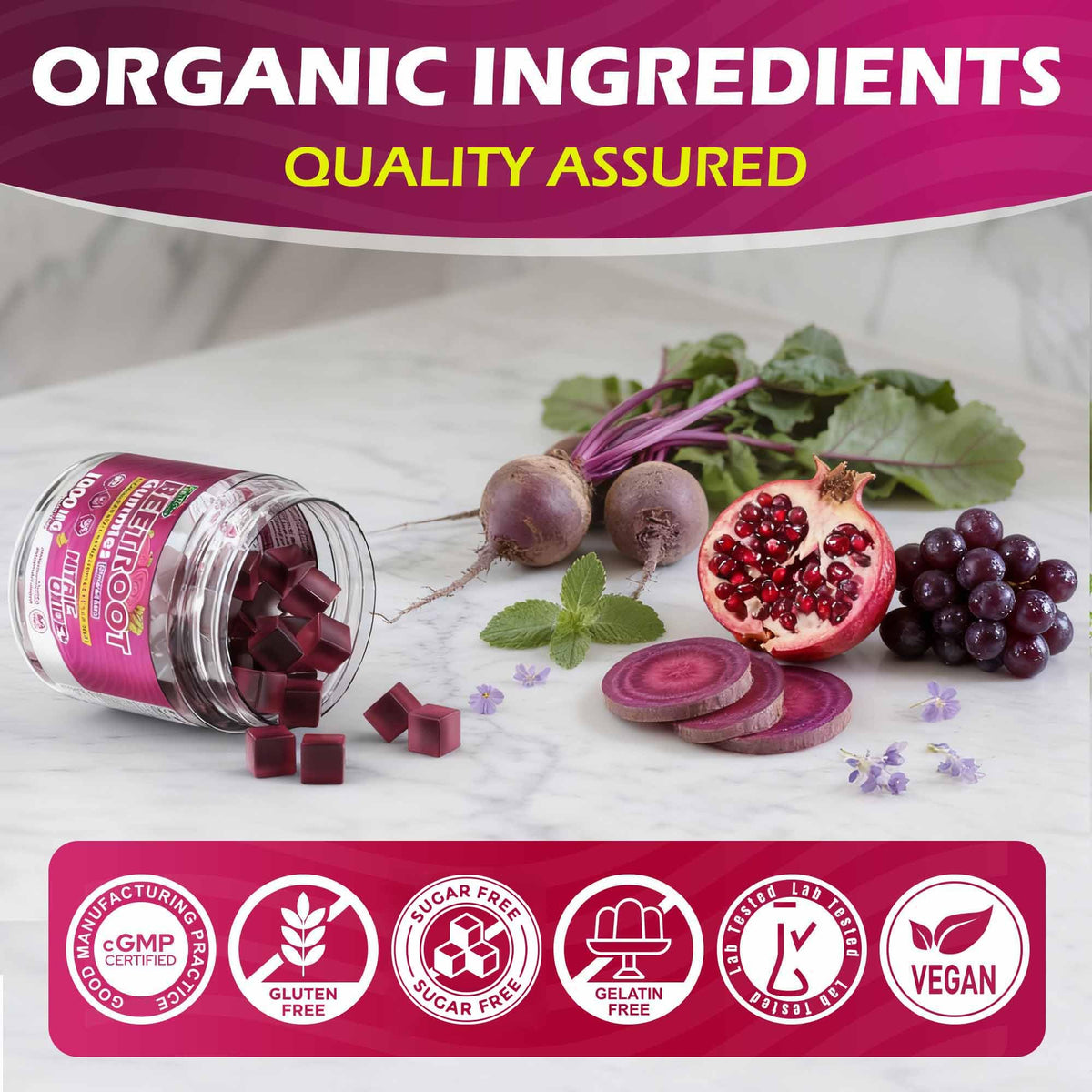 Beet Root Gummies with L-Citrulline & L-Arginine, Sugar Free B385