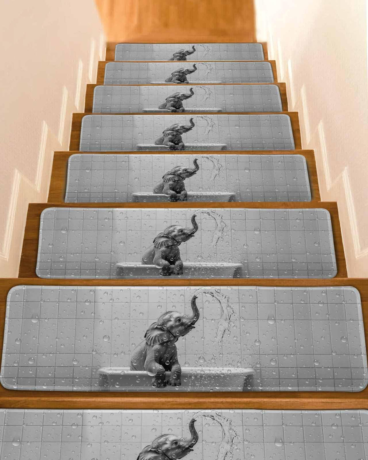 Grey Peel and Stick Stair Treads 8''x30'' 10PCS B512865