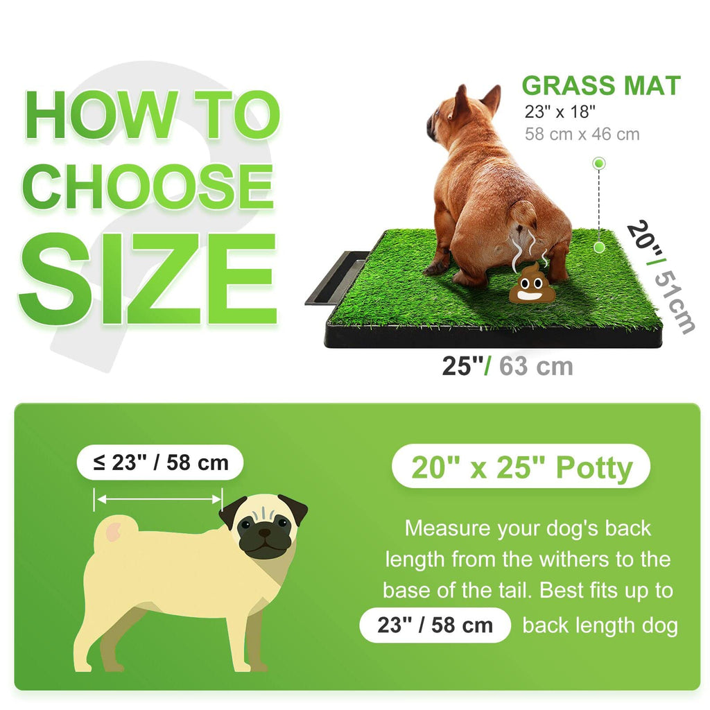Dog Toilet Indoor Puppy Training Pad with Artificial Turf, 25"×20" D5346