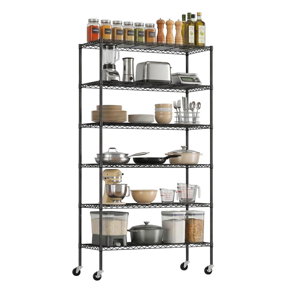 6-Tier Wire Shelf with Wheels T9917