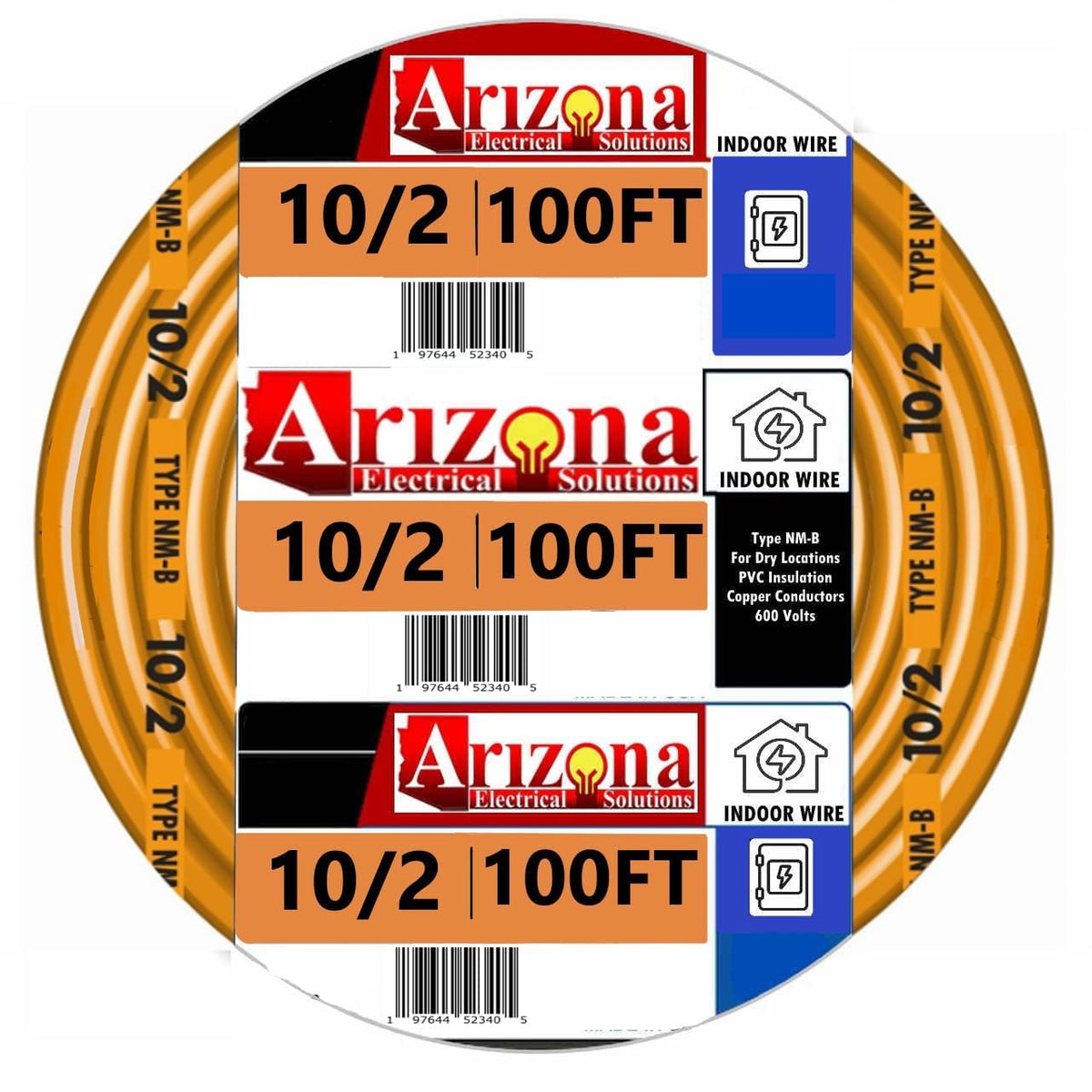 100-Feet 10/2 Type NM-B Bare Copper Wire Orange X32435